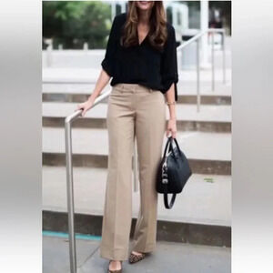 Ann Taylor Loft Linen Blend Julie‎ Trouser Pants Wide Leg Career Womens 4 (1354)